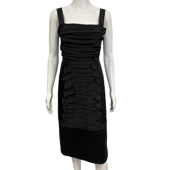 Philosophy di Alberta Ferretti Dresses & Skirts - PHILOSOPHY DI ALBERTA FERRETTI Black Silk Sleeveless Ruffle Shift Dress 42 US 6